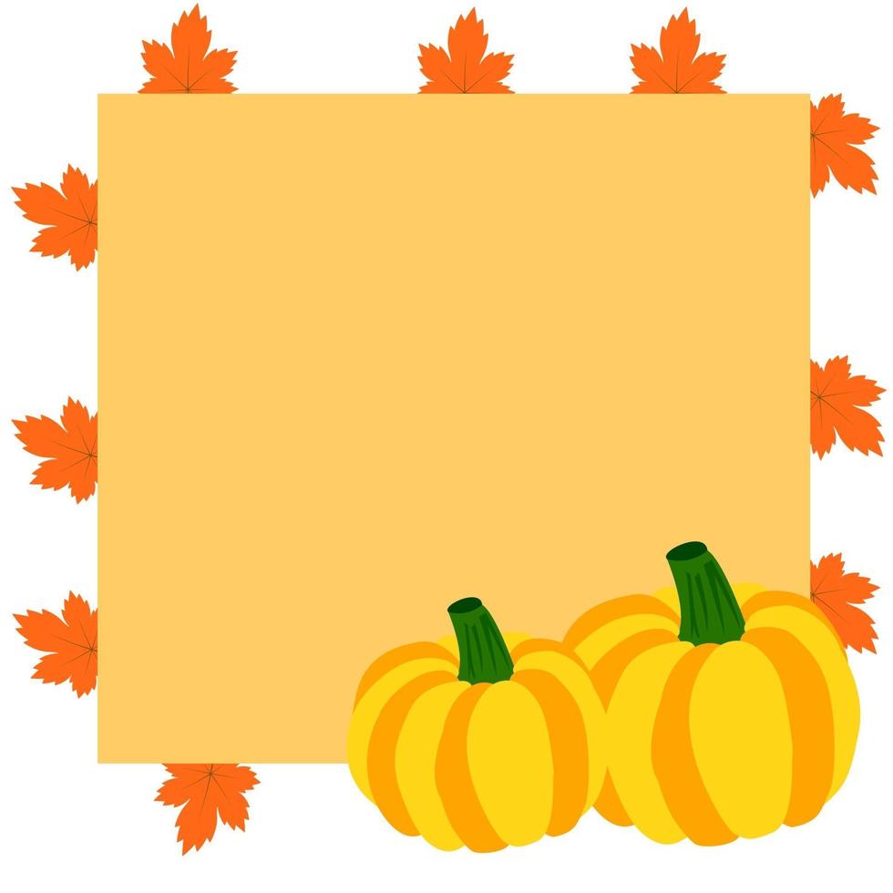 Autumn frame with pumpkins and maple leaves vector