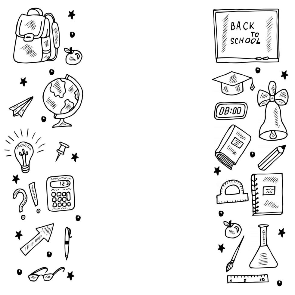 Back to school, doodle border 2 vector