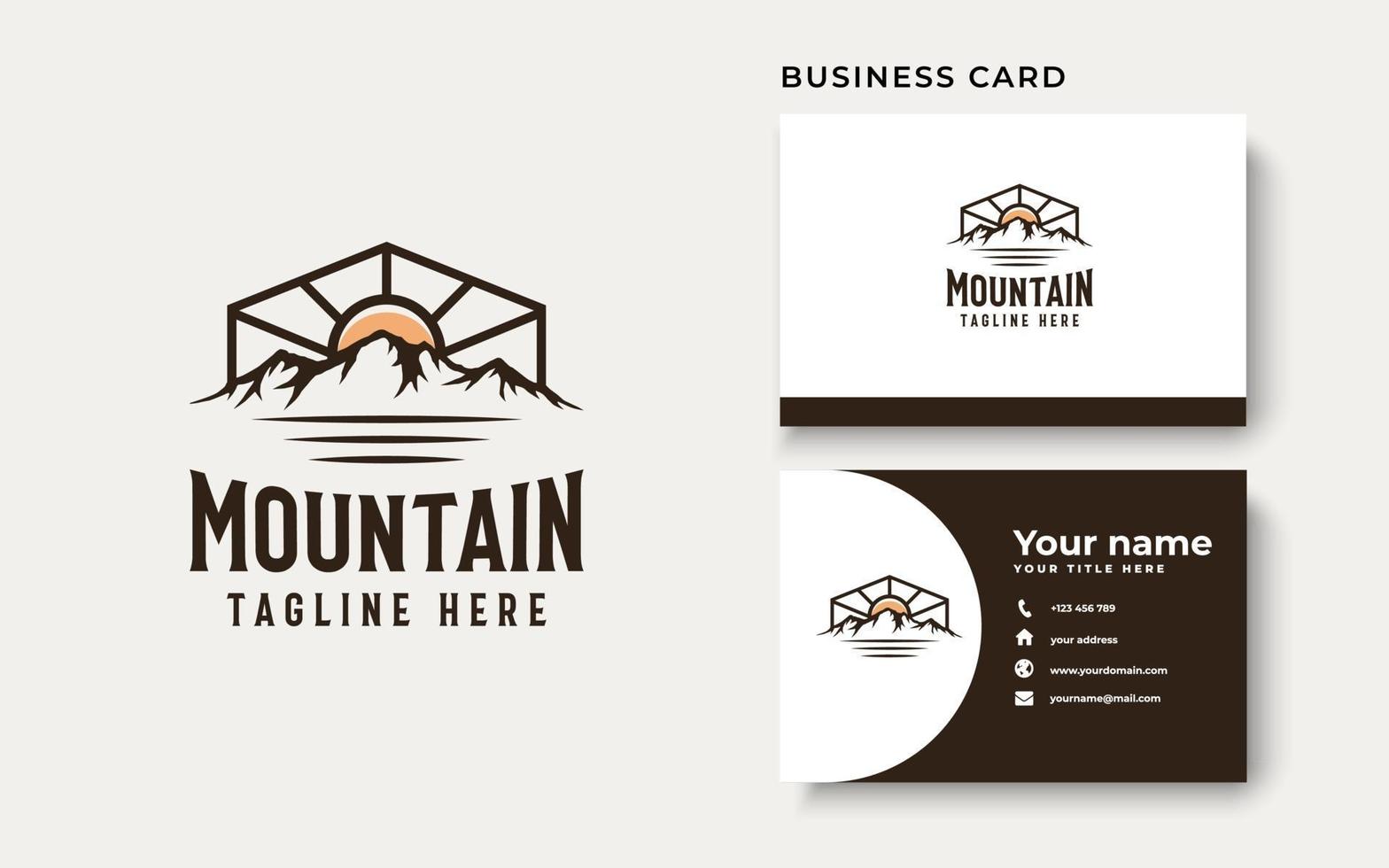Vintage Sunrise Mountain Pine Tree Evergreen Tree Logo vector