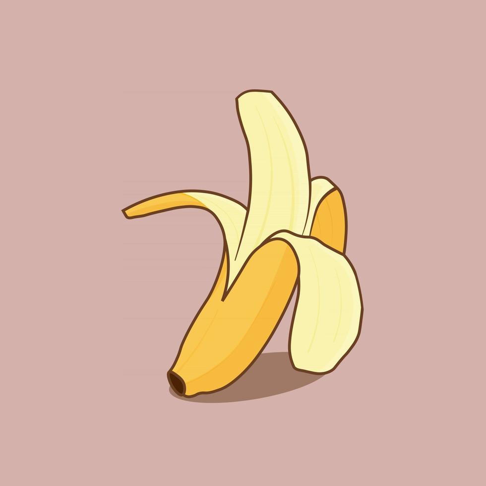 peeled ripe banana vector with pink background