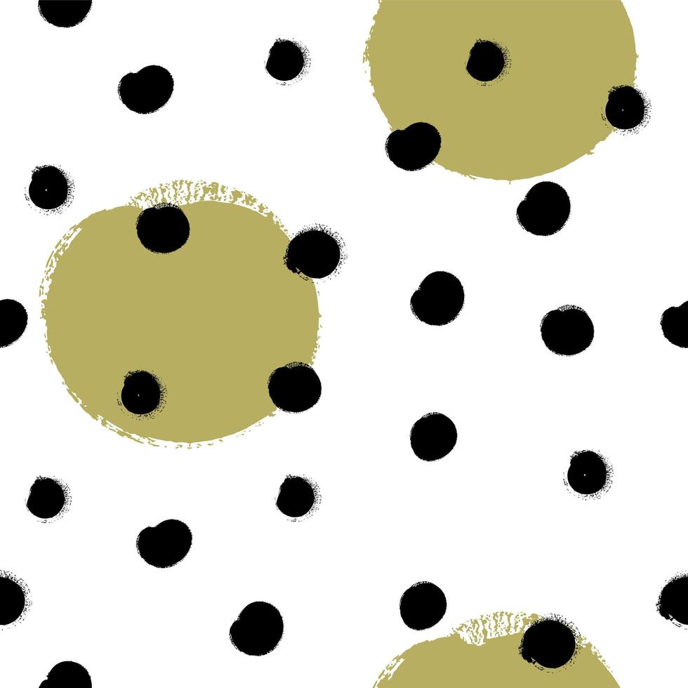 Pattern with black and beige dots on white background. vector