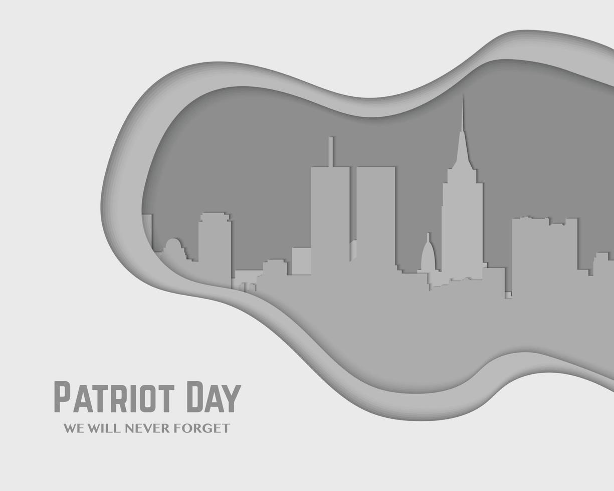 9 11 día del patriota de américa papel de paisaje de nueva york vector