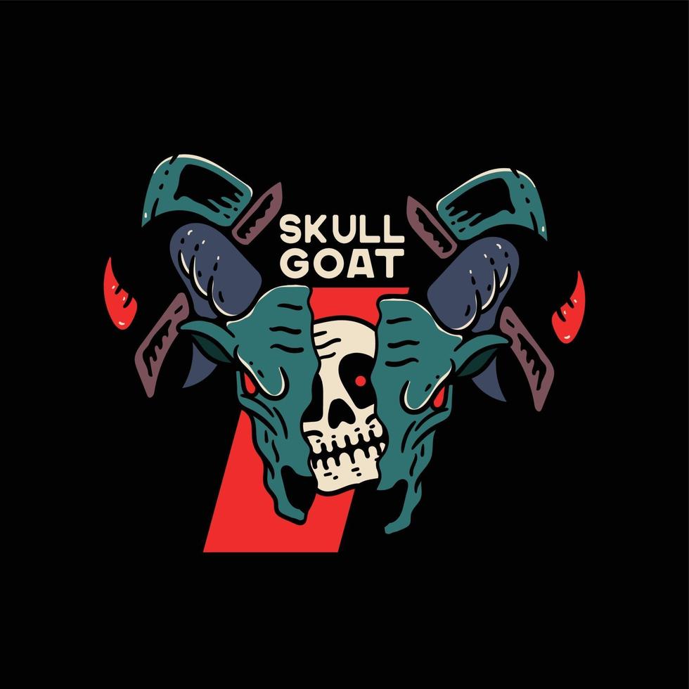 Goat Skull Illustration with axe in the background vector