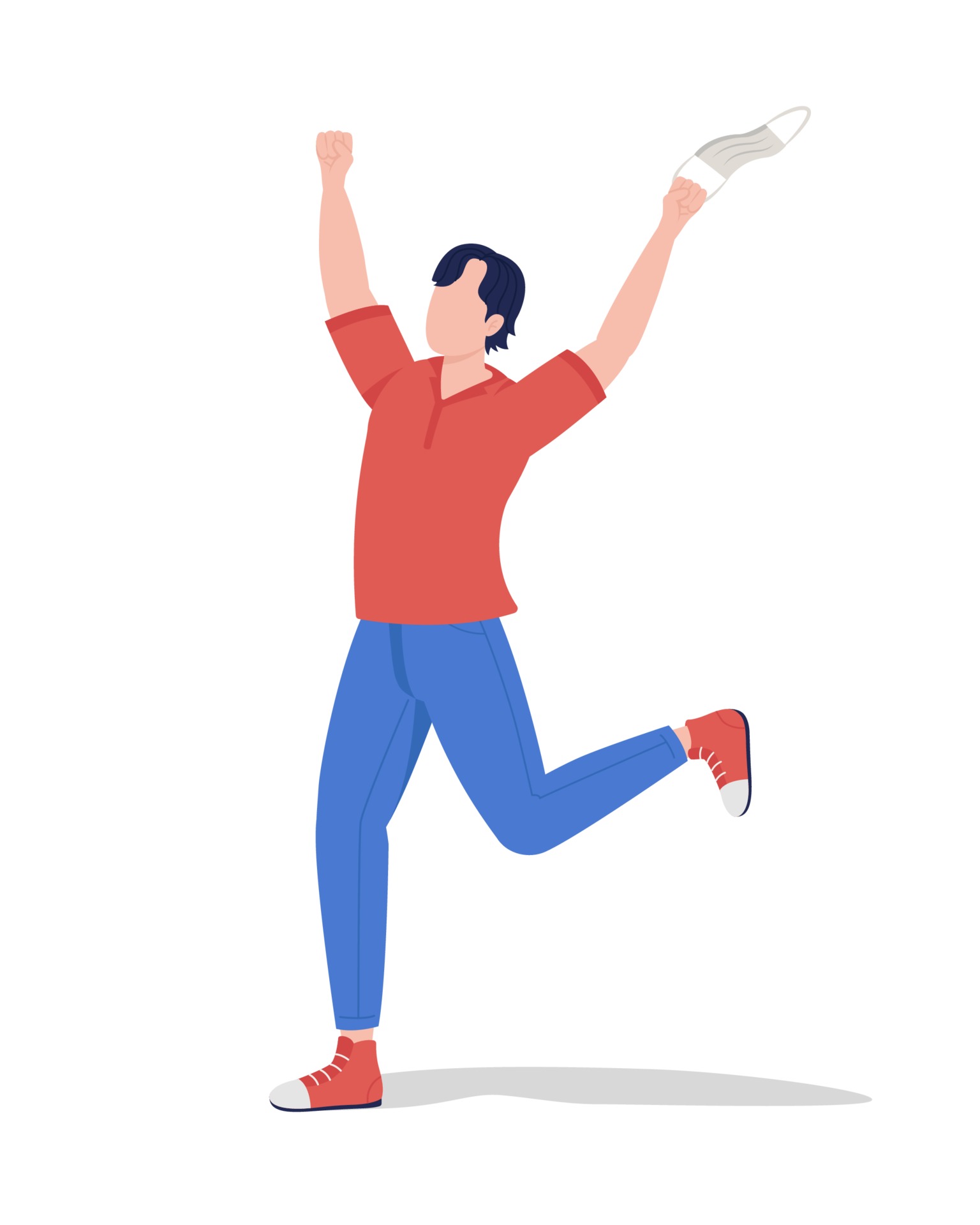 Happy Man Without Face Mask Semi Flat Color Vector Character 3047817 Vector Art At Vecteezy