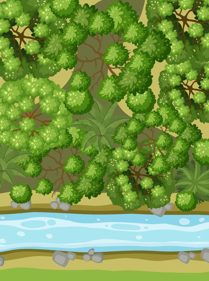 Aerial view with river through the forest landscape 3047930 Vector Art