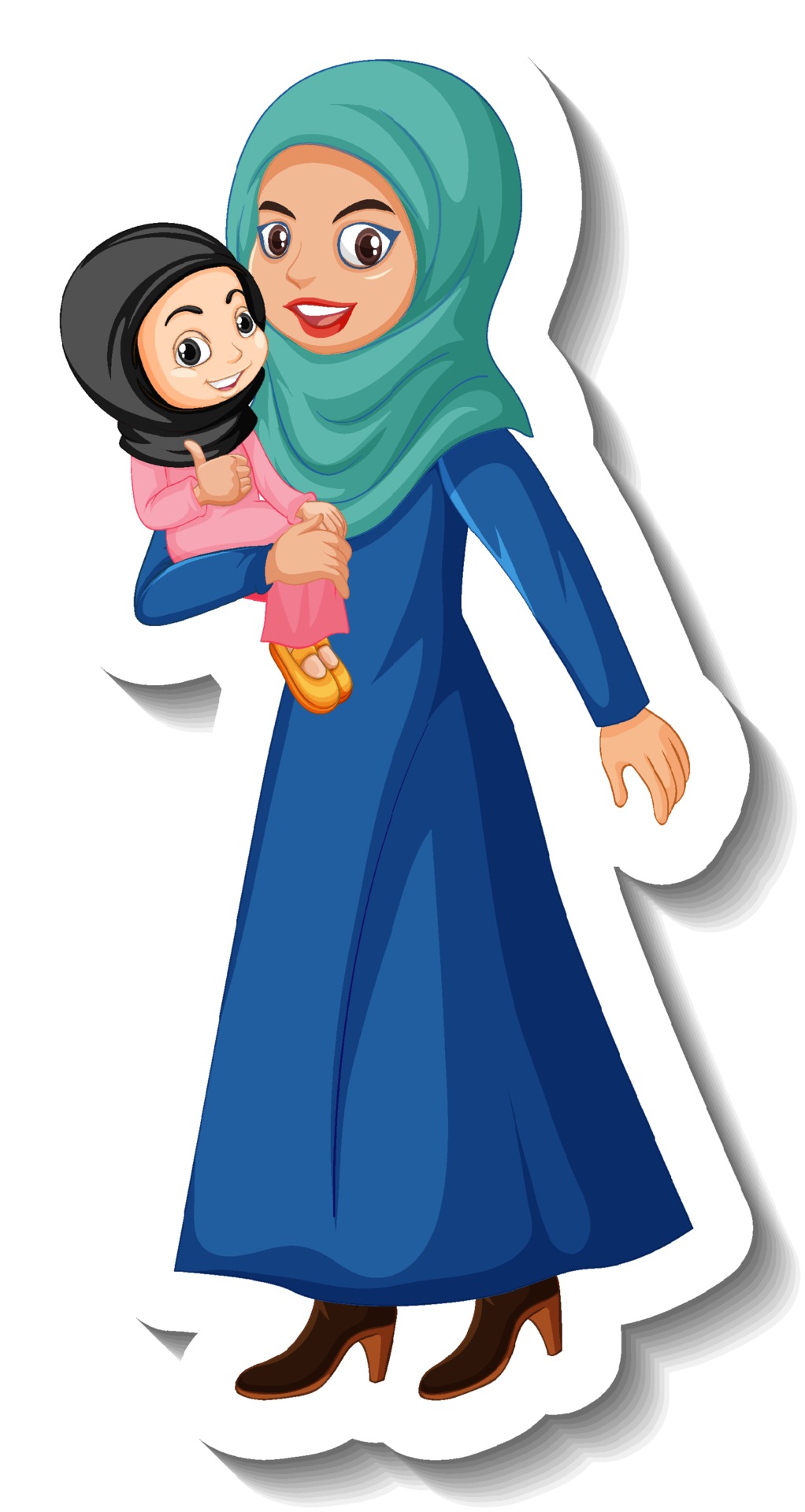 Muslim Woman Cartoon Character Sticker On White Background 3047958 Vector Art At Vecteezy Muslim Woman Cartoon Character Sticker On White Background 3047958 Vector Art At Vecteezy