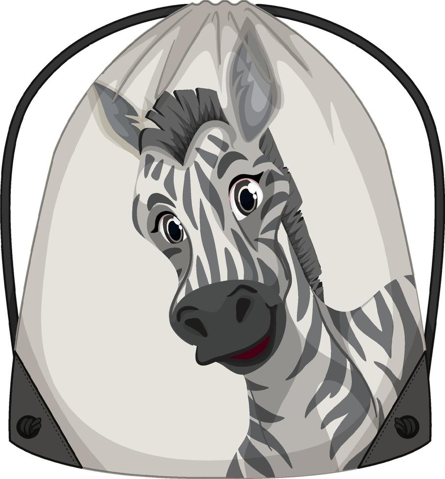 Drawstring backpack with zebra pattern vector