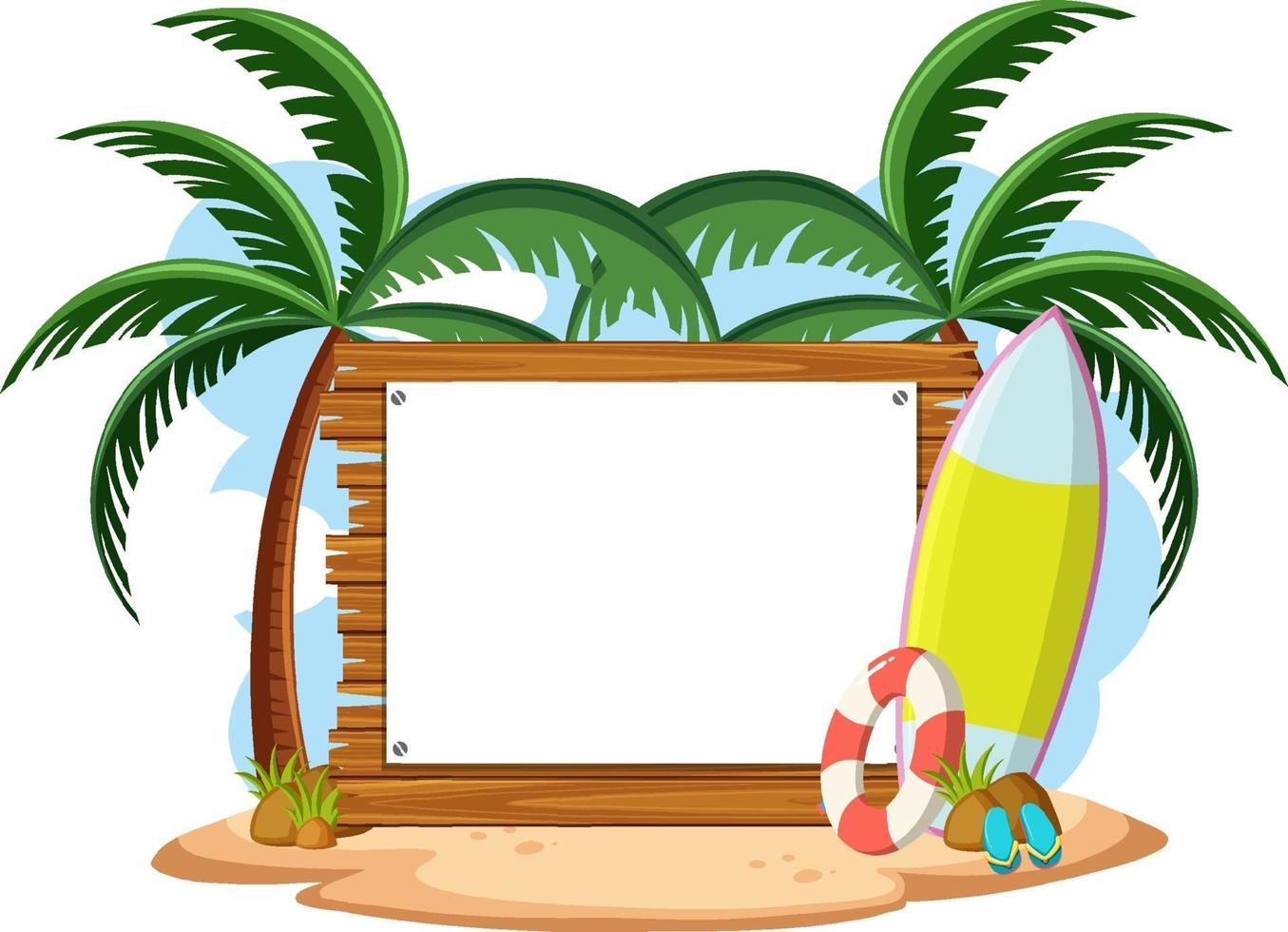 Plantilla de banner vacío con elemento de playa de verano aislado vector