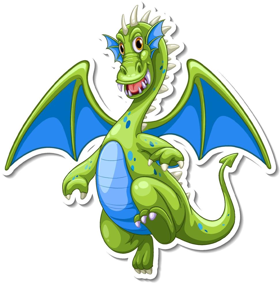 Fantasy Dragon cartoon character sticker vector