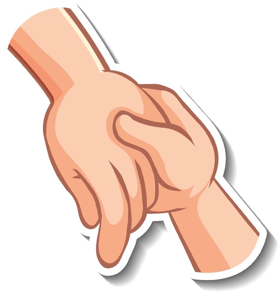 A sticker template with hands holding together isolated vector