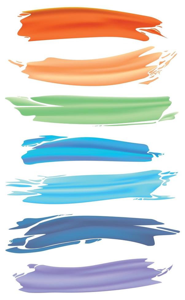 Various strokes of color paint on white background - Vector