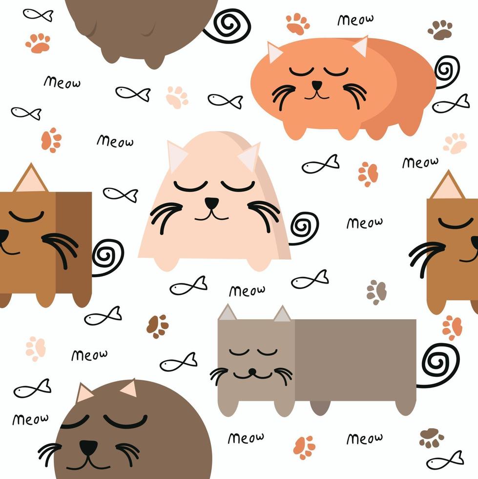 cat shape Geometry seamless pattern vector