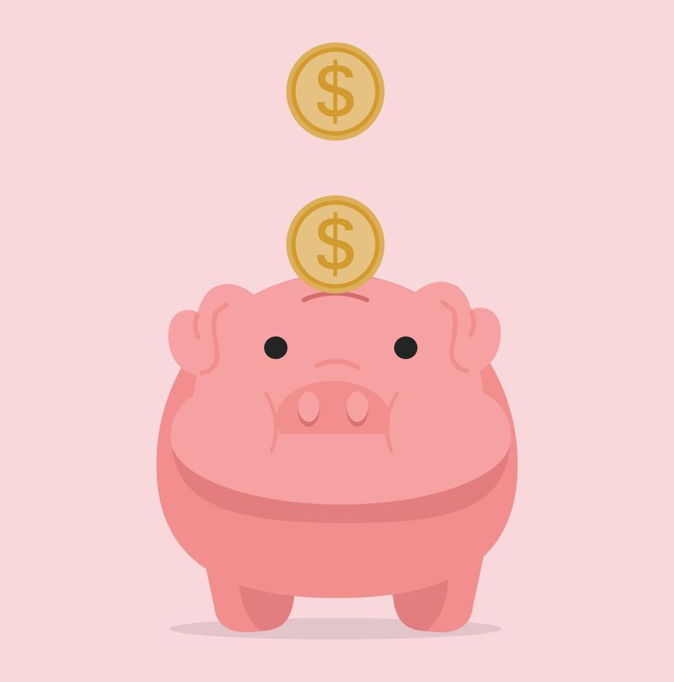 piggy bank with coin money savings concept of growth vector
