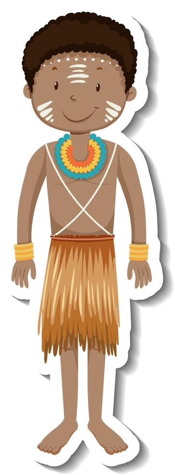 African tribal man cartoon character sticker vector