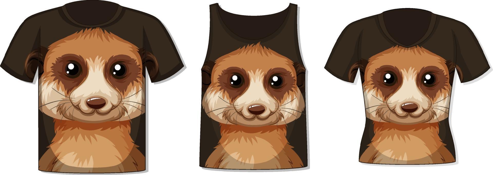 parte delantera de la camiseta con plantilla de cara de suricata vector