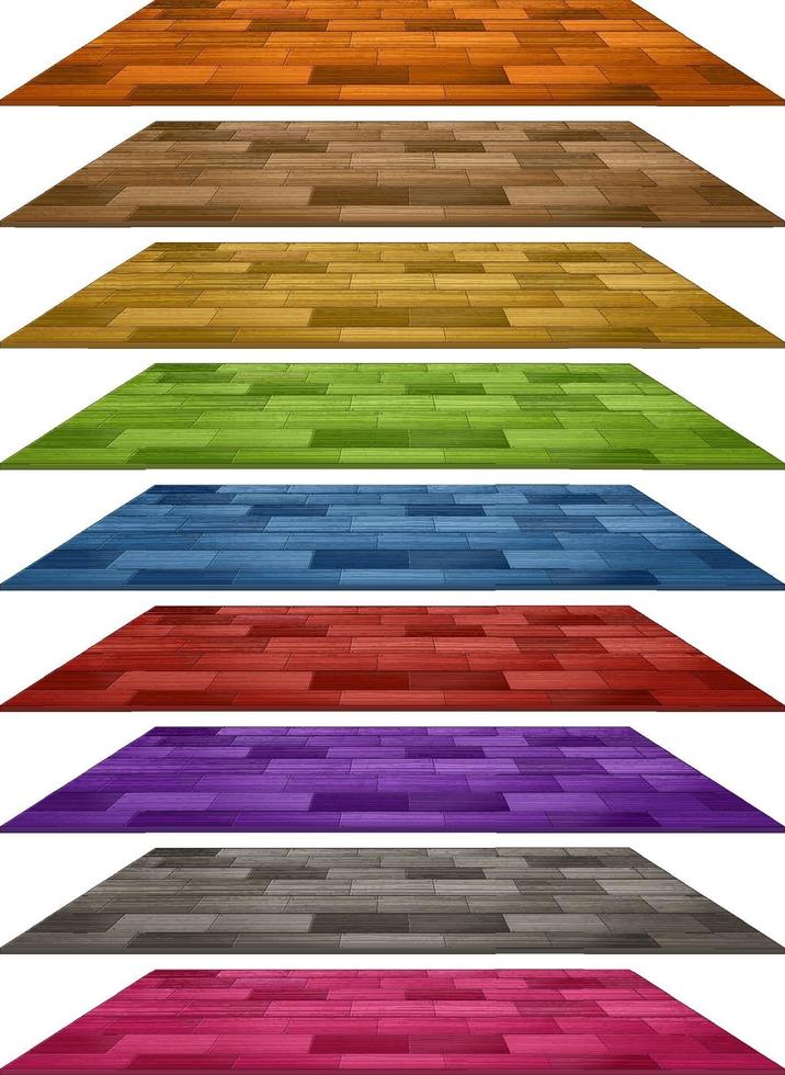 Different colours of wooden floor tiles on white background vector