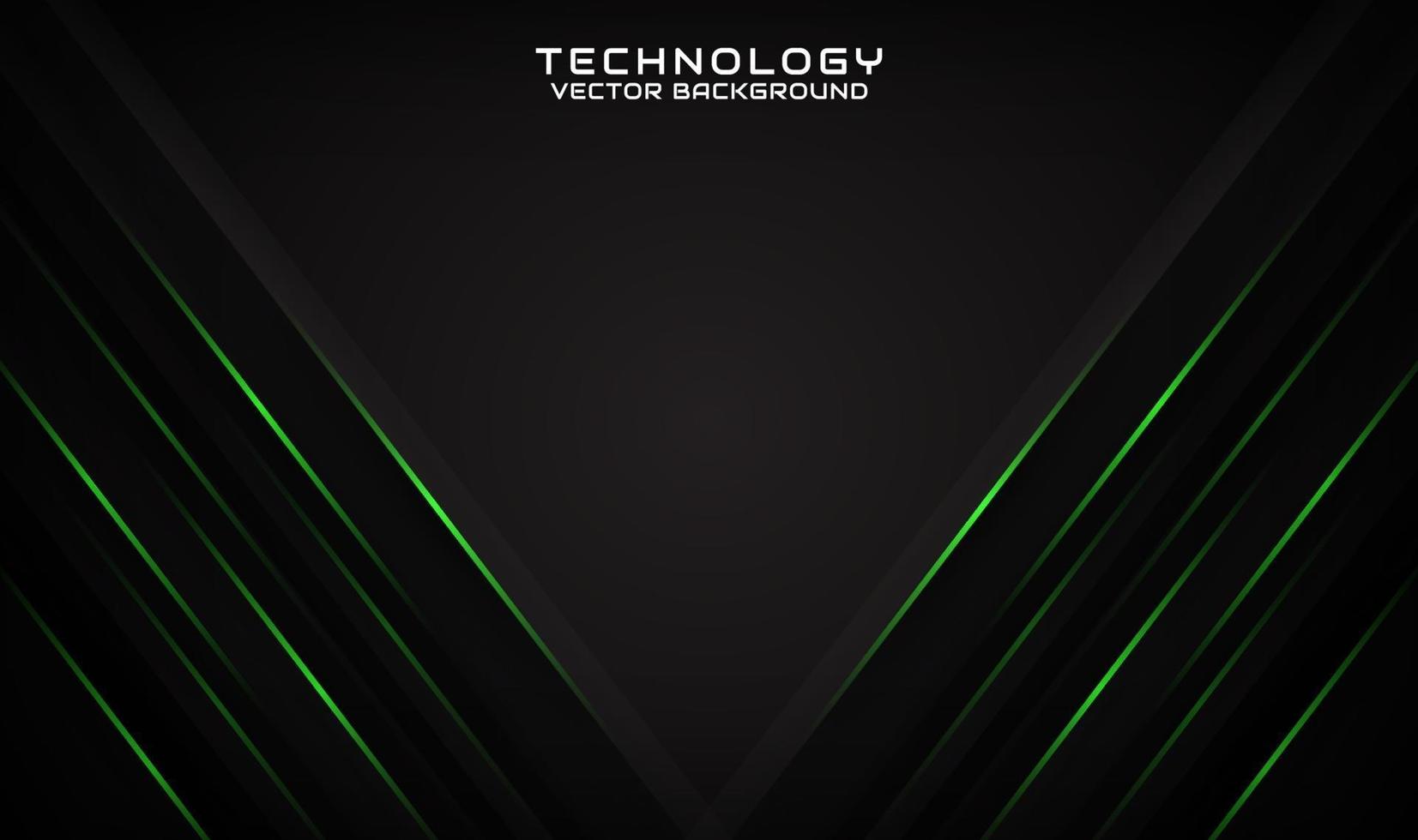 Fondo de tecnología negro 3d abstracto con líneas verdes geométricas vector