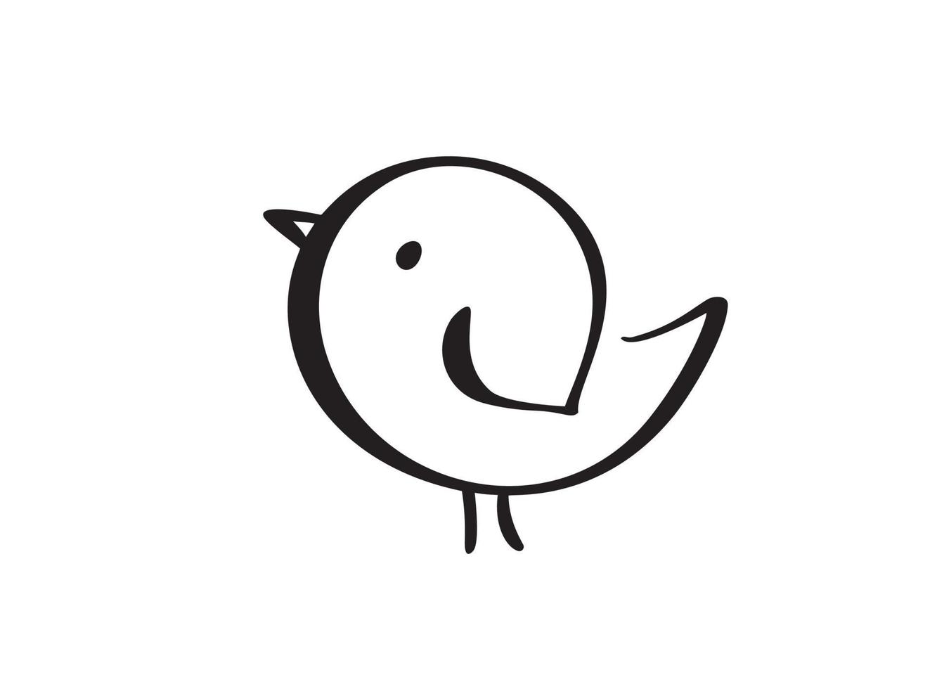 Continuous one line drawing chick bird logo vector