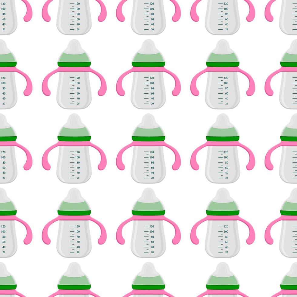 kit de leche para bebés en biberón transparente con chupete de goma vector