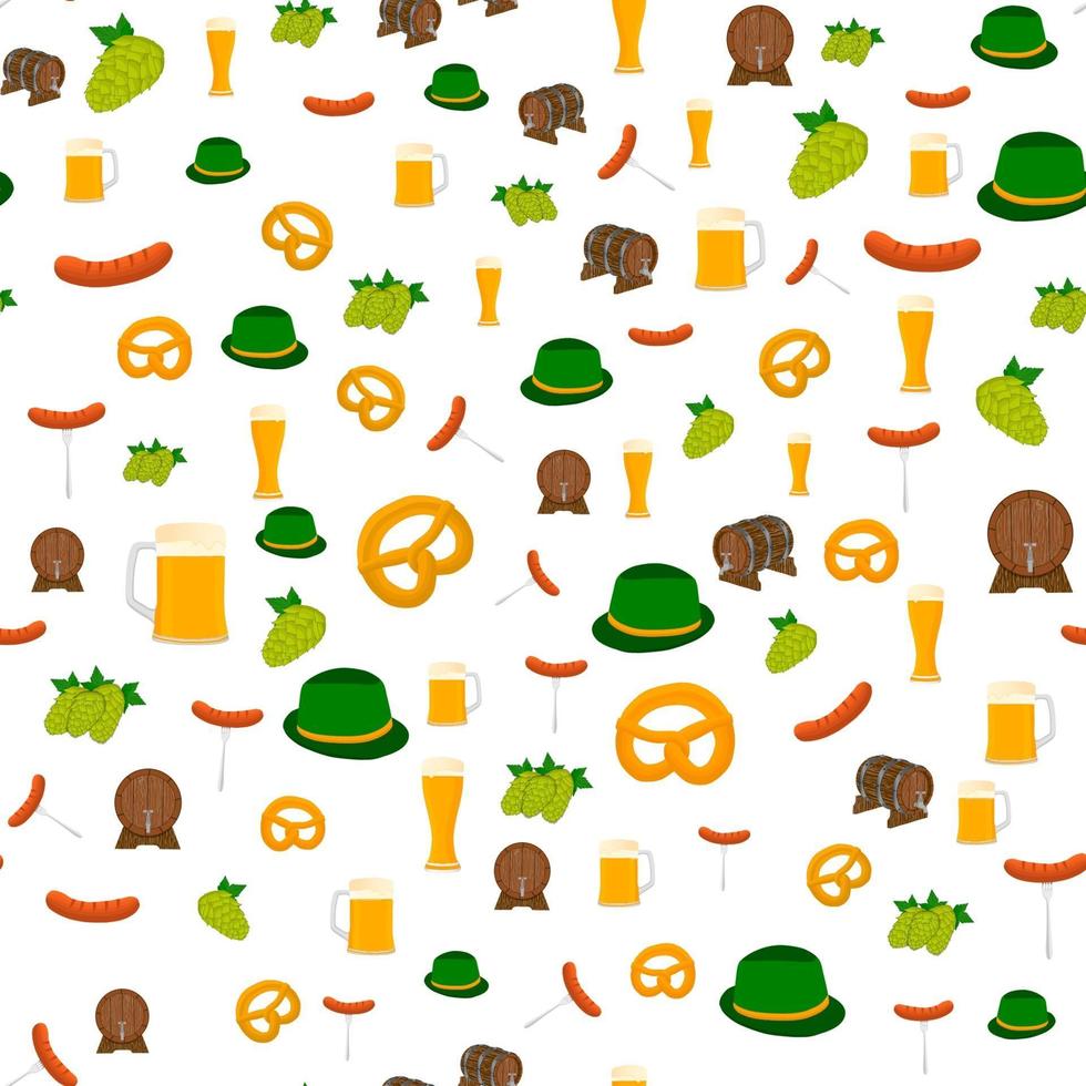Ilustración sobre el tema Oktoberfest patrón de color grande vector