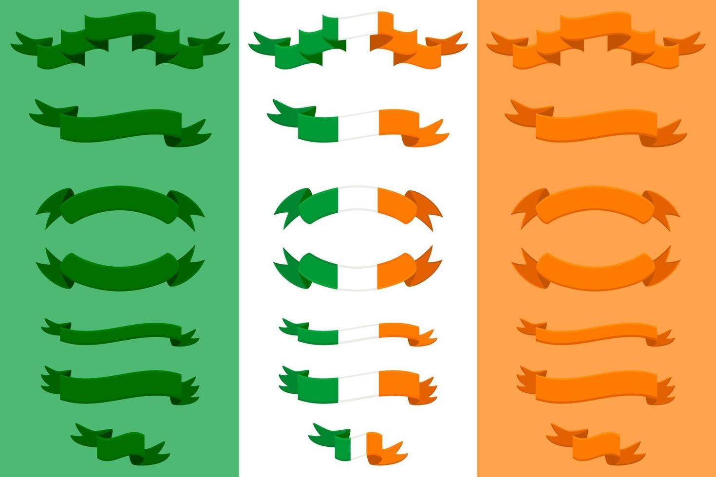 día de fiesta irlandés, día de san patricio, gran conjunto de rollos de cinta de papel vector