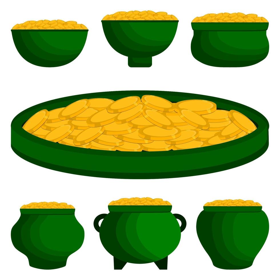 Illustration on theme Irish holiday St Patrick day, coins in pot vector