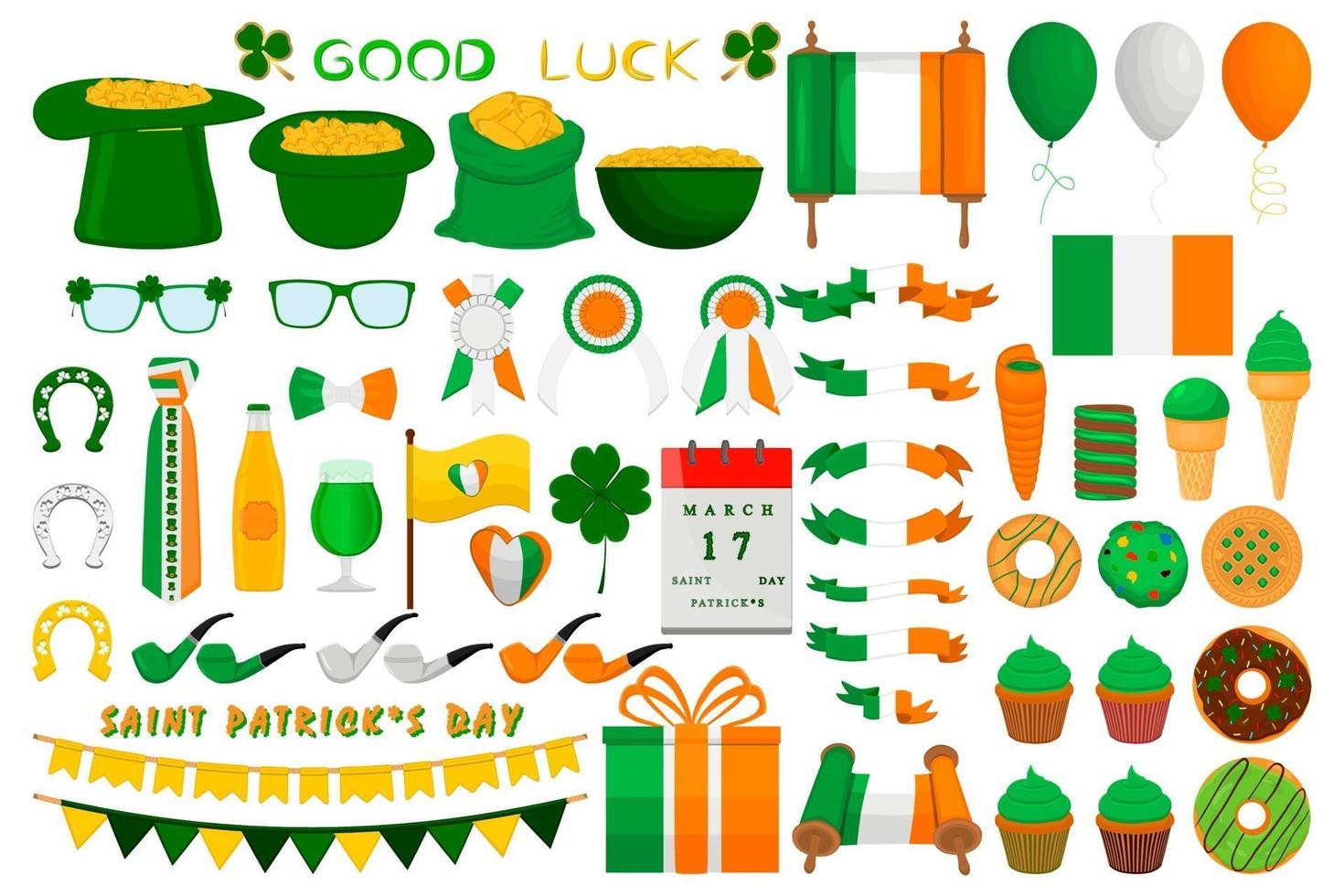 Illustration Irish holiday St Patrick day, gold coins in pot vector