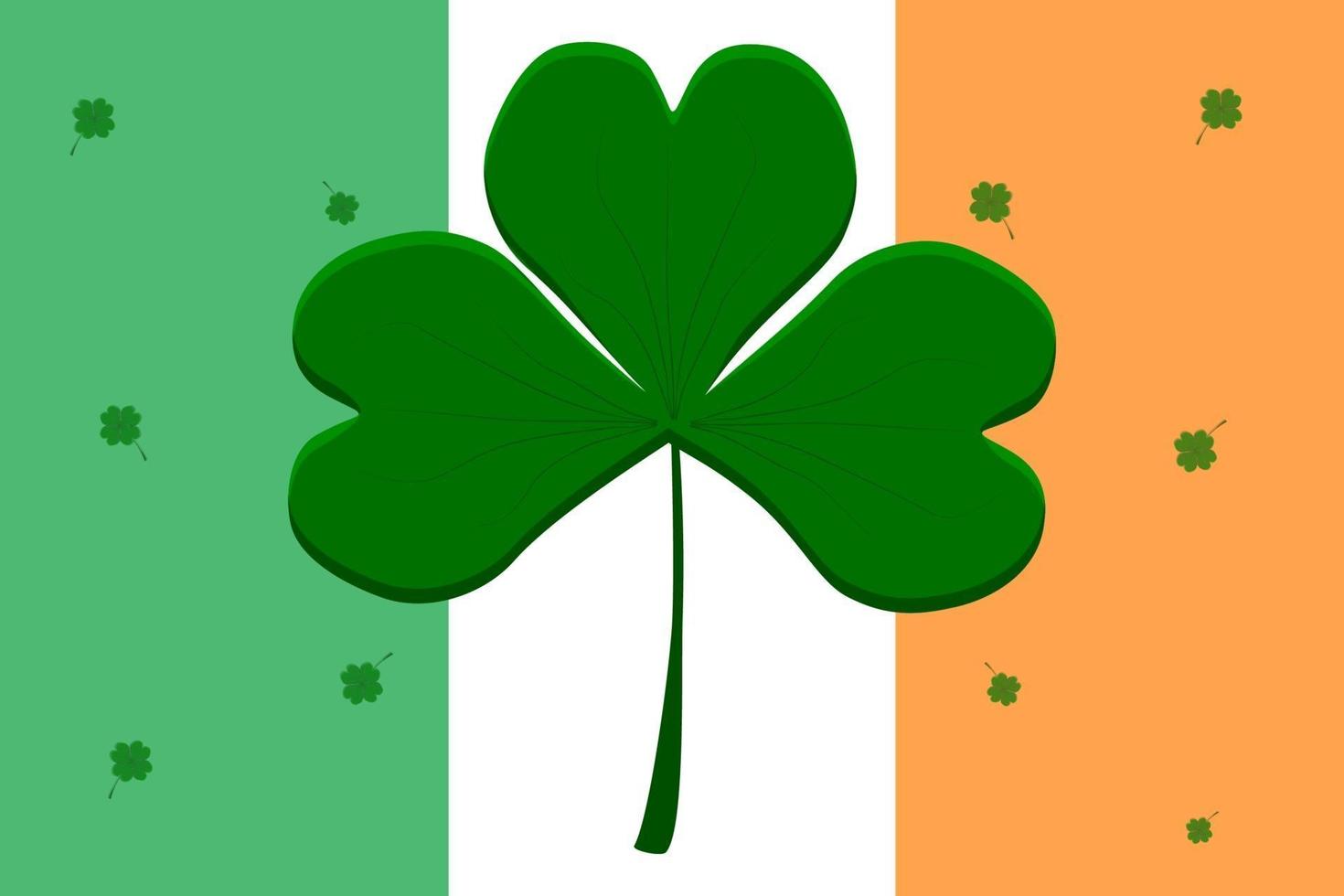 Irish flag on holiday St Patrick day with green shamrock clover vector