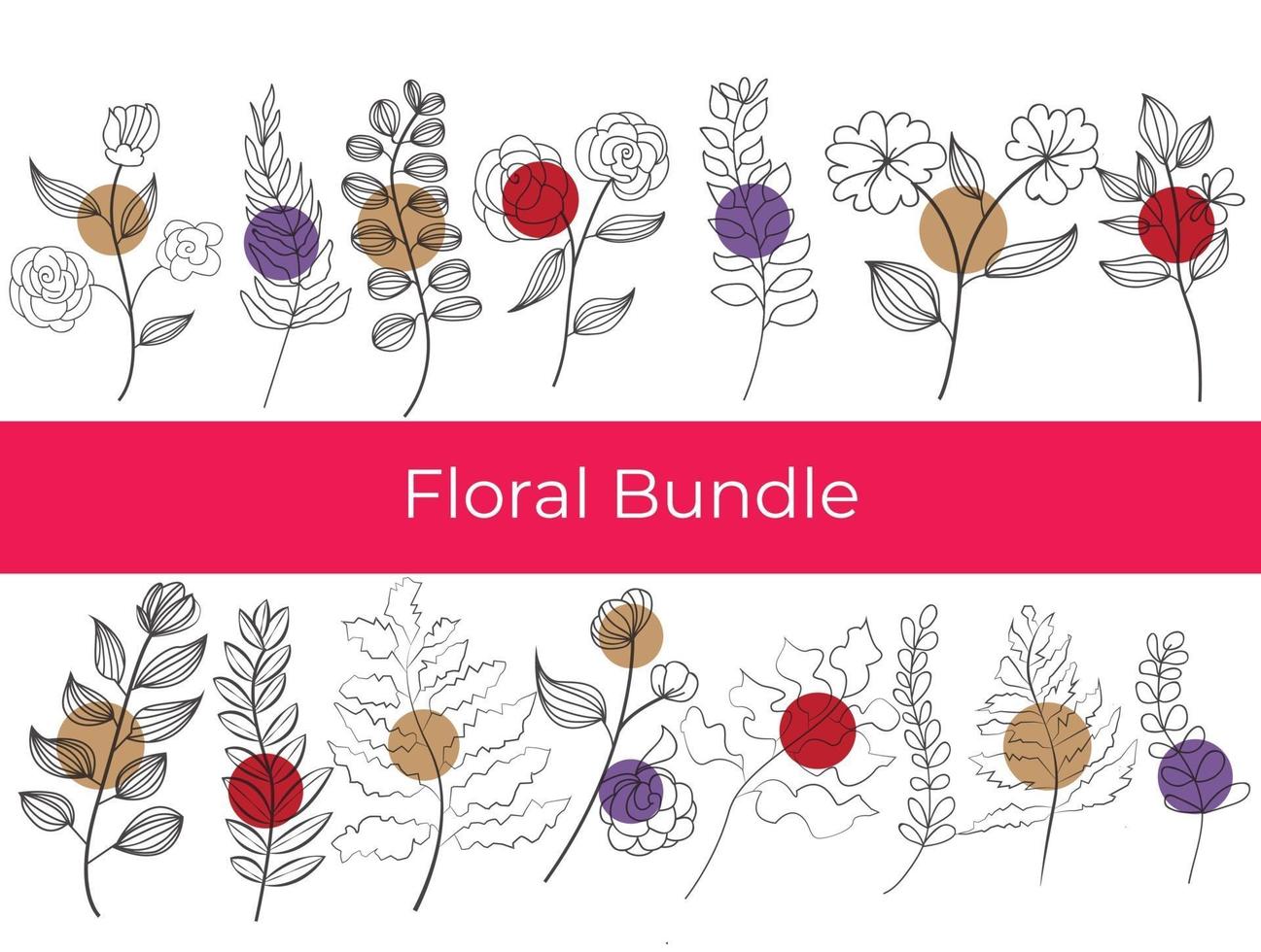 Floral bundle line art flower Free Vector