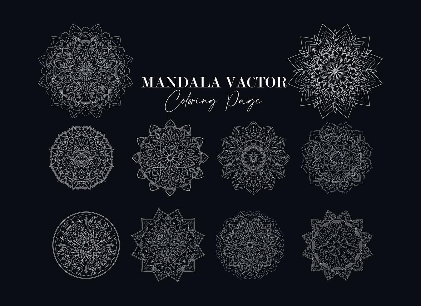 Circular Flower set Mandala on White Free Vector