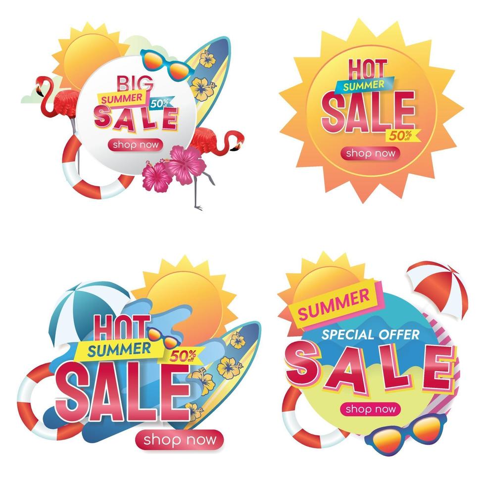 hot seasons offer summer sale promotion vector