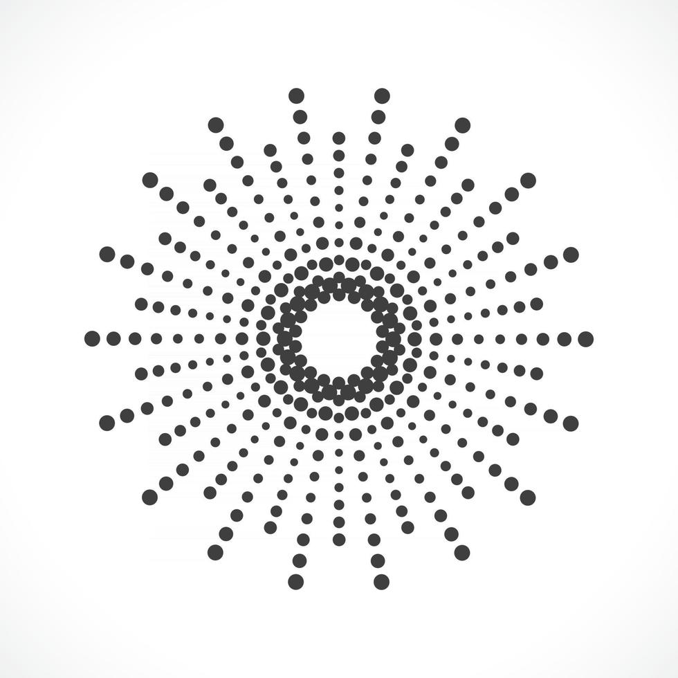 Círculo abstracto marco semitono puntos logo emblema diseño. punto de icono redondo vector