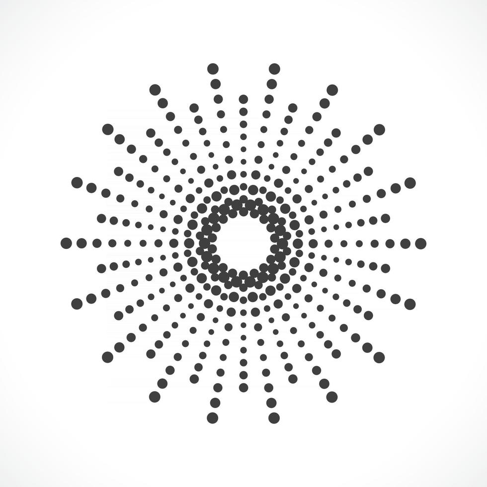 Abstract circle frame halftone dots logo emblem design. Round icon dot vector