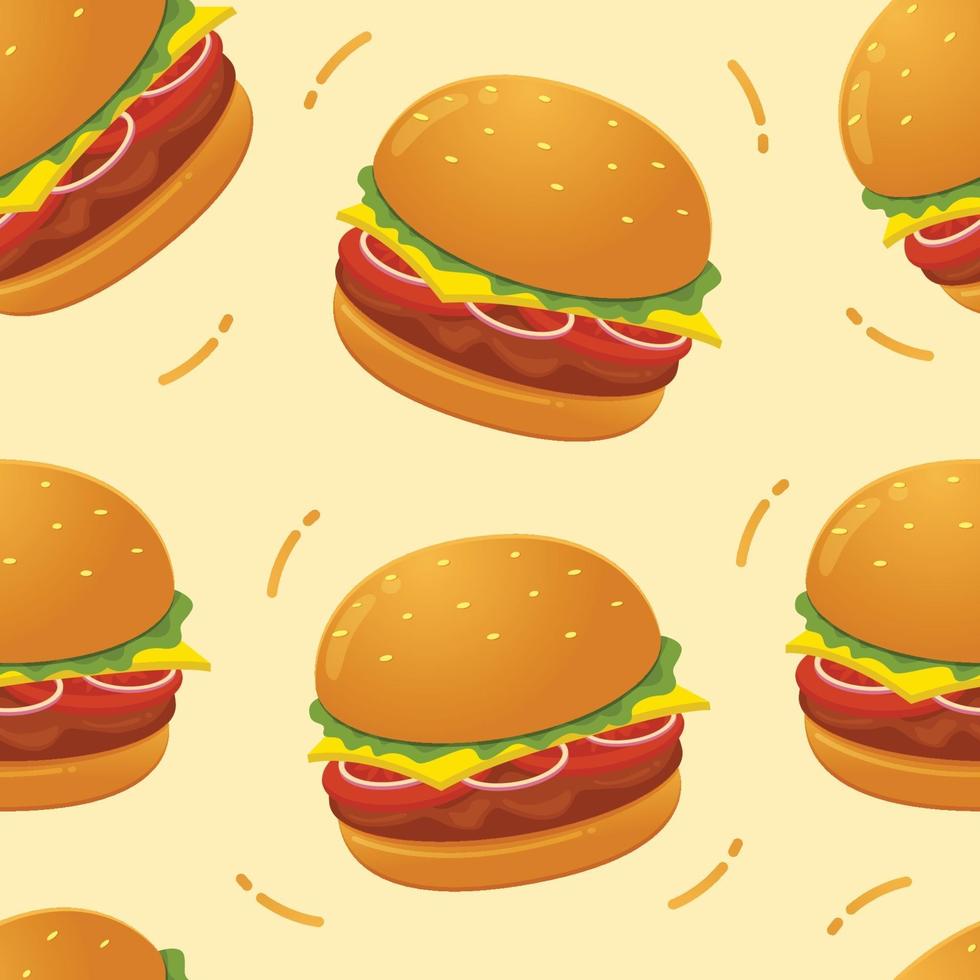 Burger seamless pattern background vector illustration