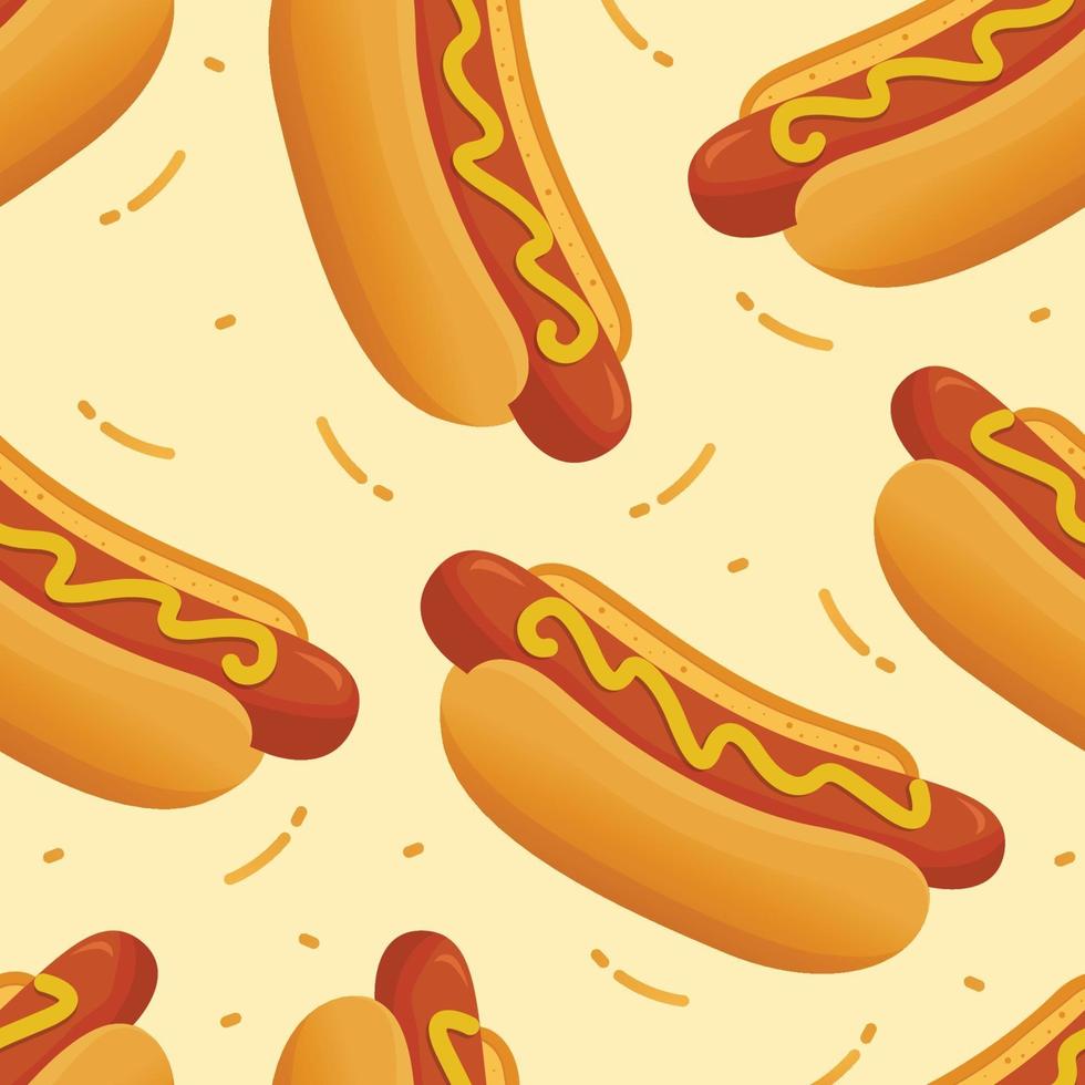 Ilustración de vector de fondo de patrones sin fisuras de hot dog