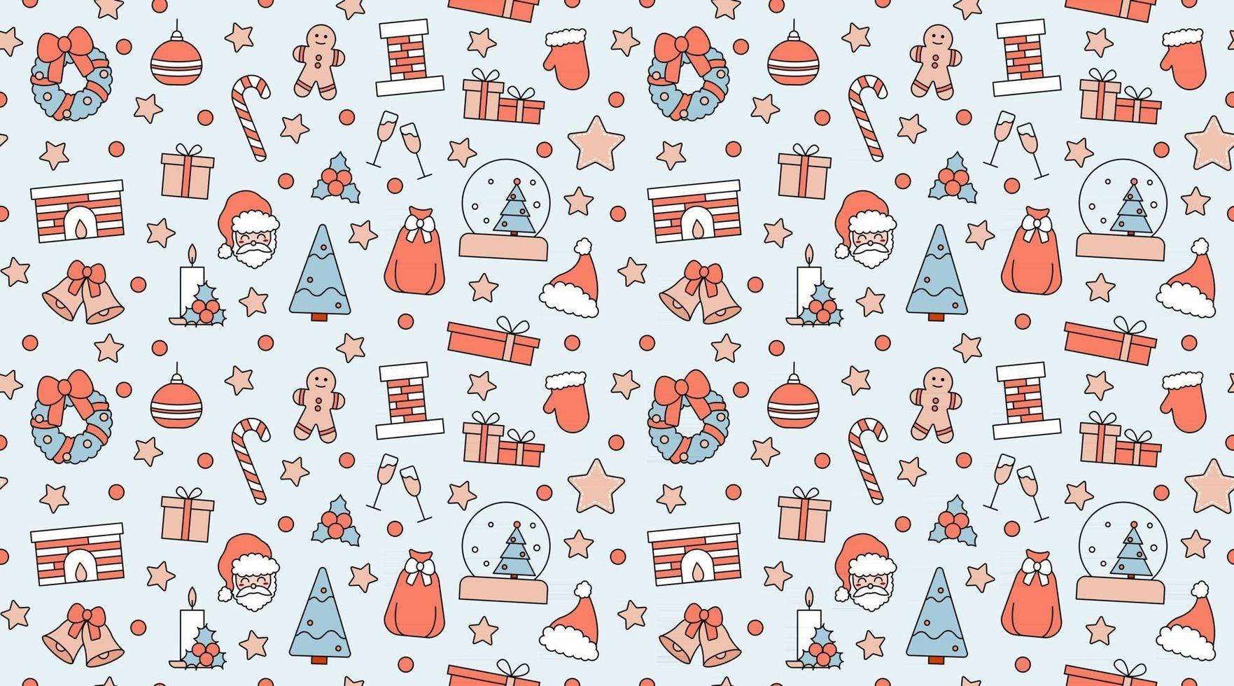 Seamless repeating pattern with Christmas and Happy New Year symbols vector