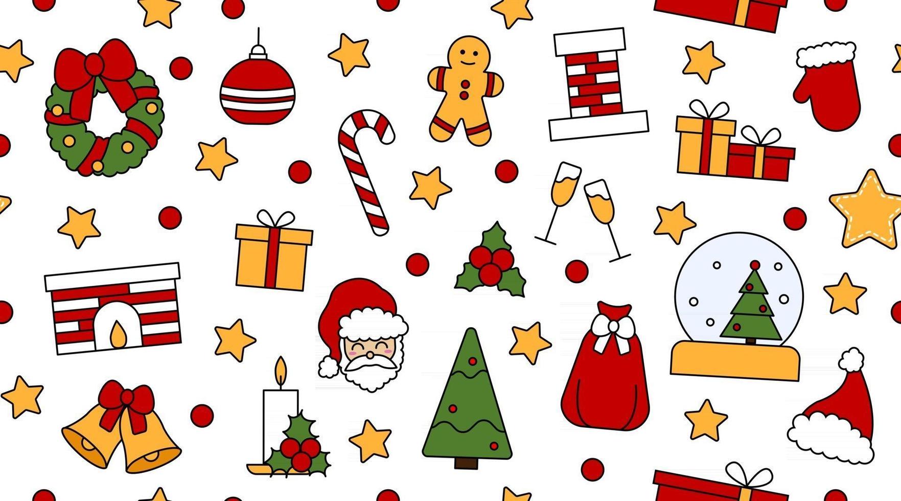 Seamless repeating pattern with Christmas and Happy New Year symbols vector