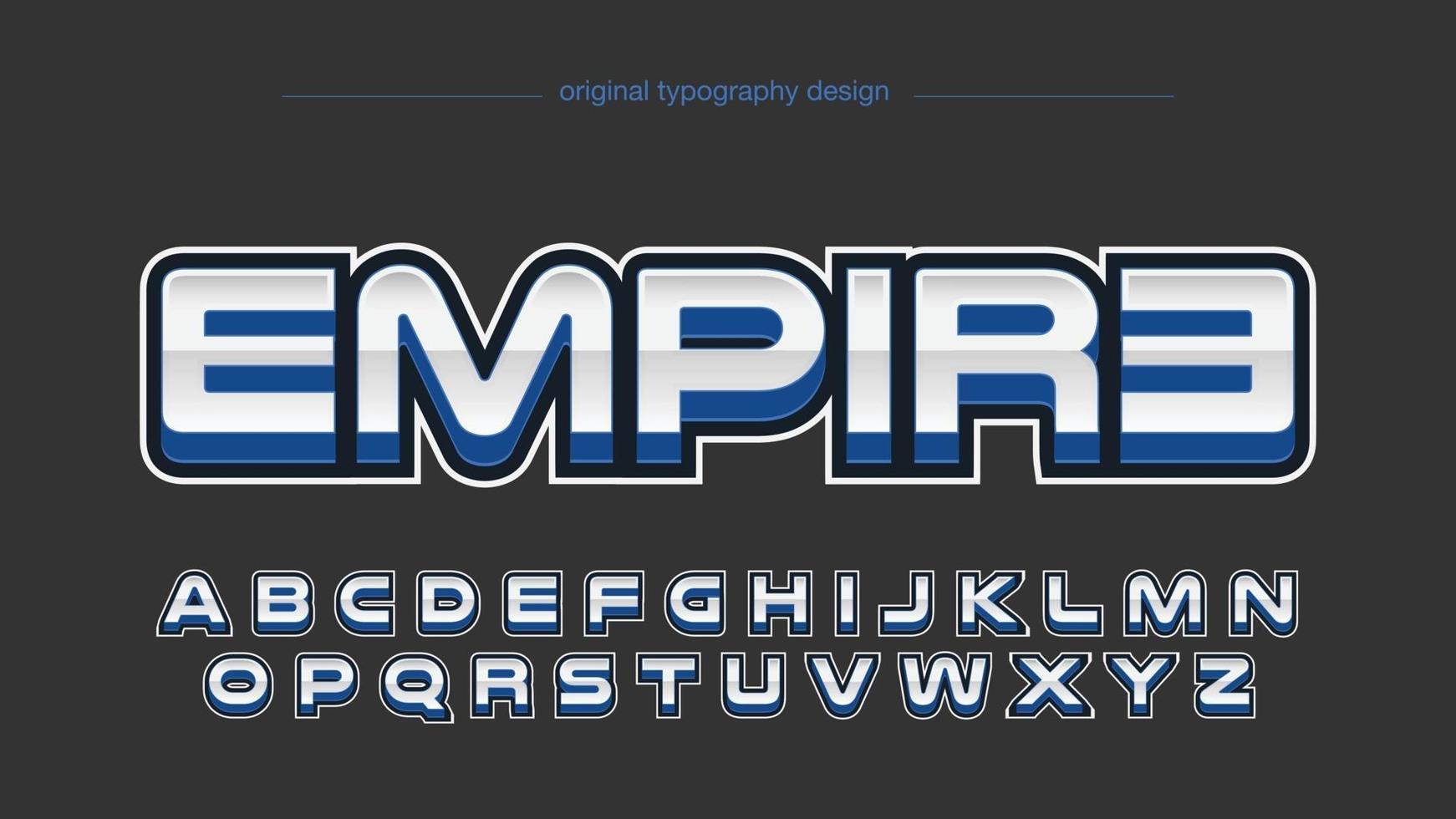 tipografía de juegos 3d cromado azul vector