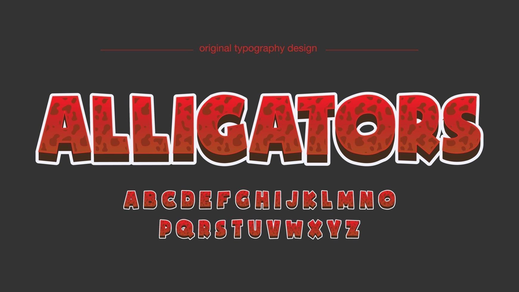 tipografía de dibujos animados 3d patrón animal rojo vector