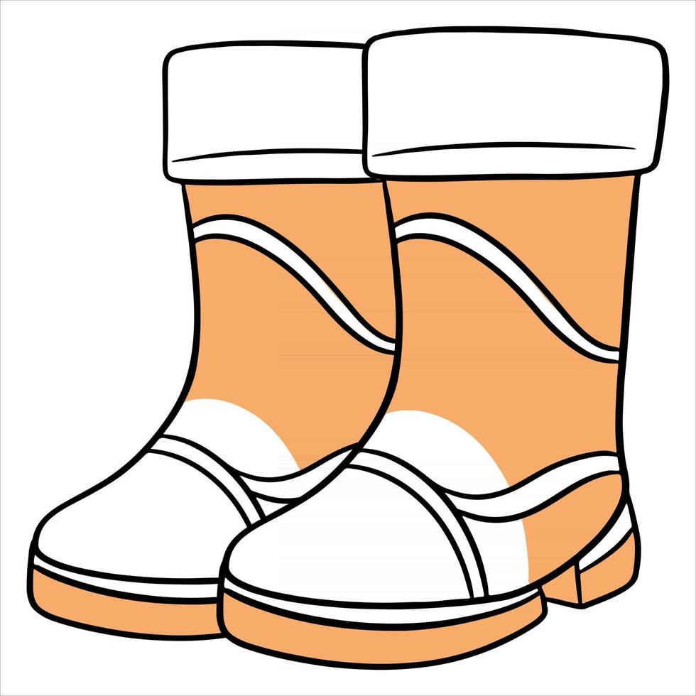 Rain protection. Two rubber boots for walking in puddles and mud. vector