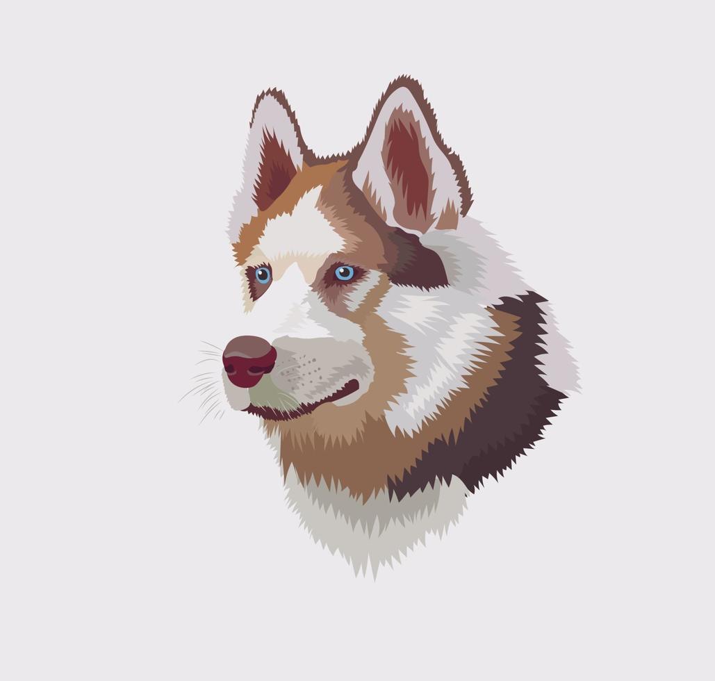 Siberian husky head with blue eyes  vector