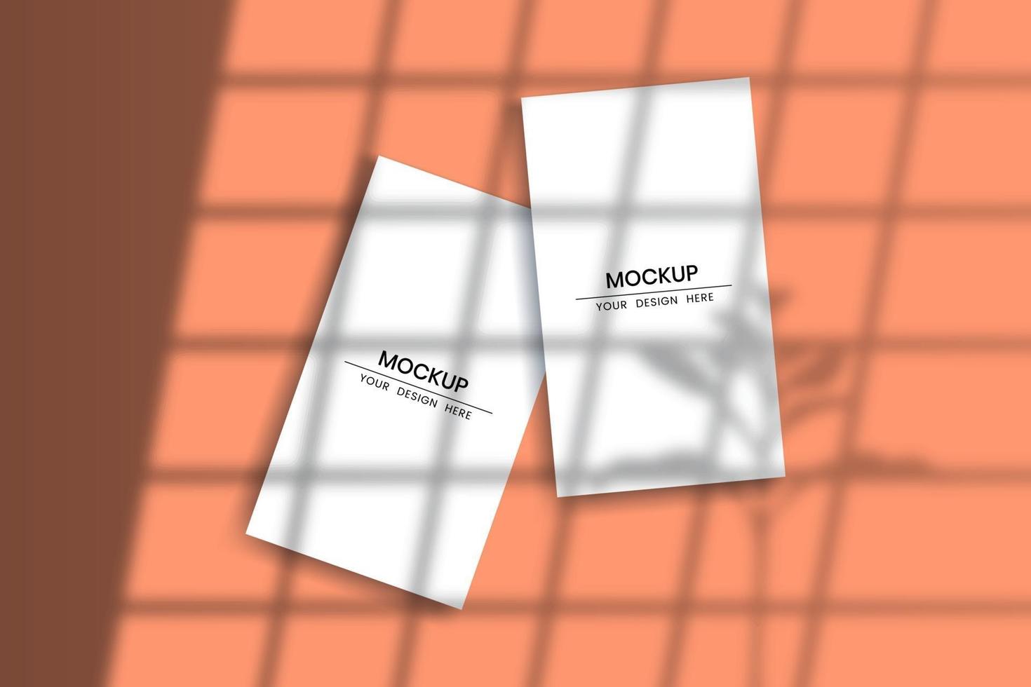 Blank vertical cards mockup with shadow overlay effect vector