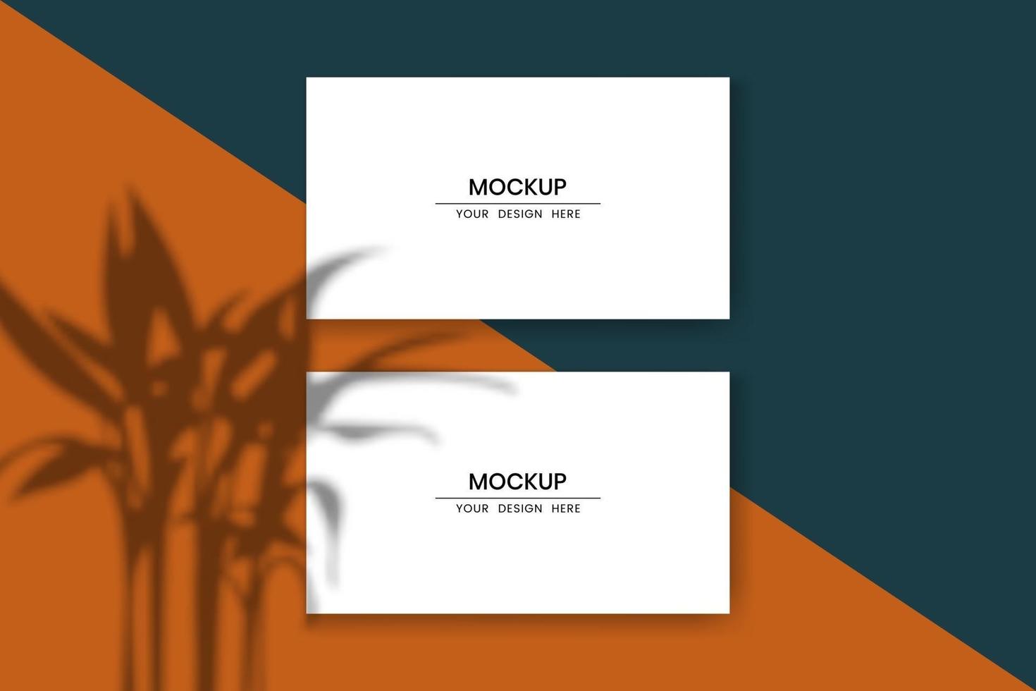 Blank horizontal cards mockup with shadow overlay effect vector