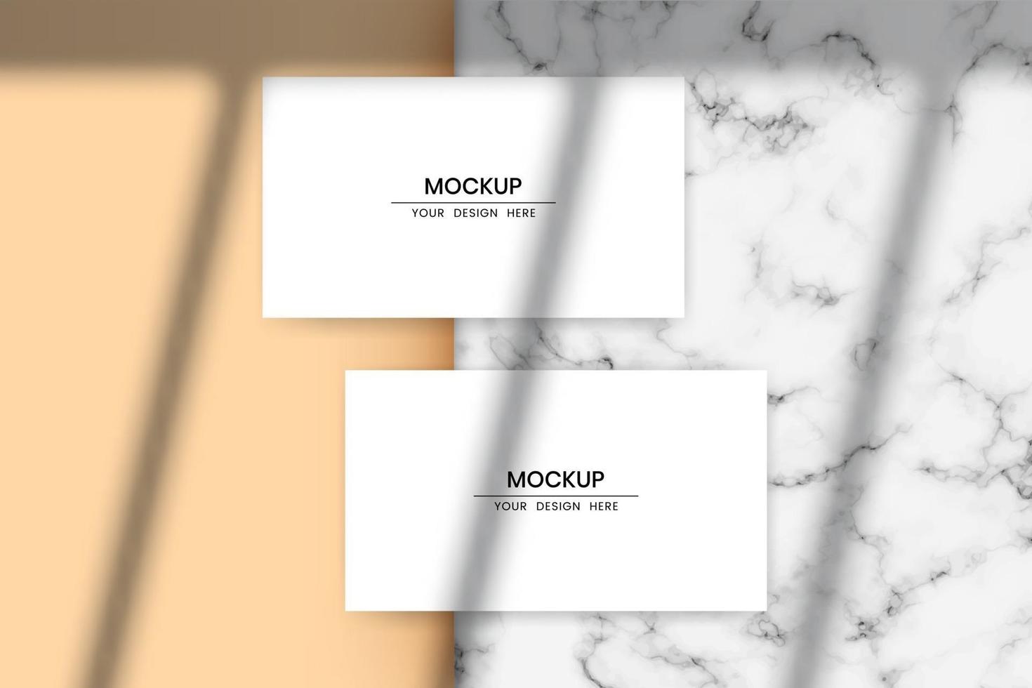 Blank horizontal cards mockup with shadow overlay effect vector