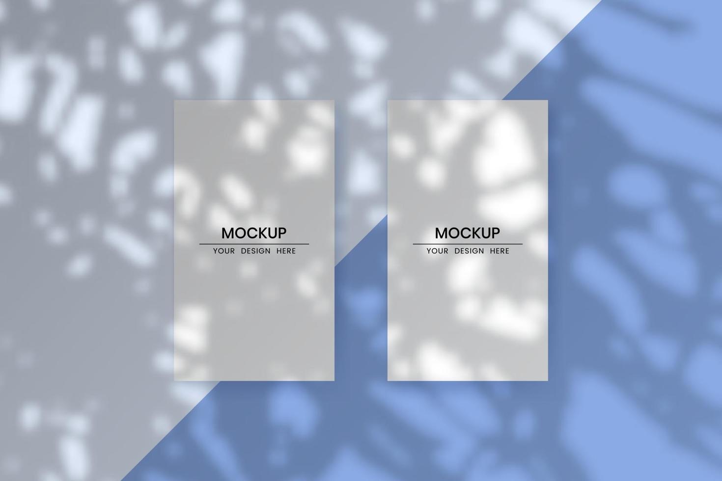 Blank vertical cards mockup with shadow overlay effect vector