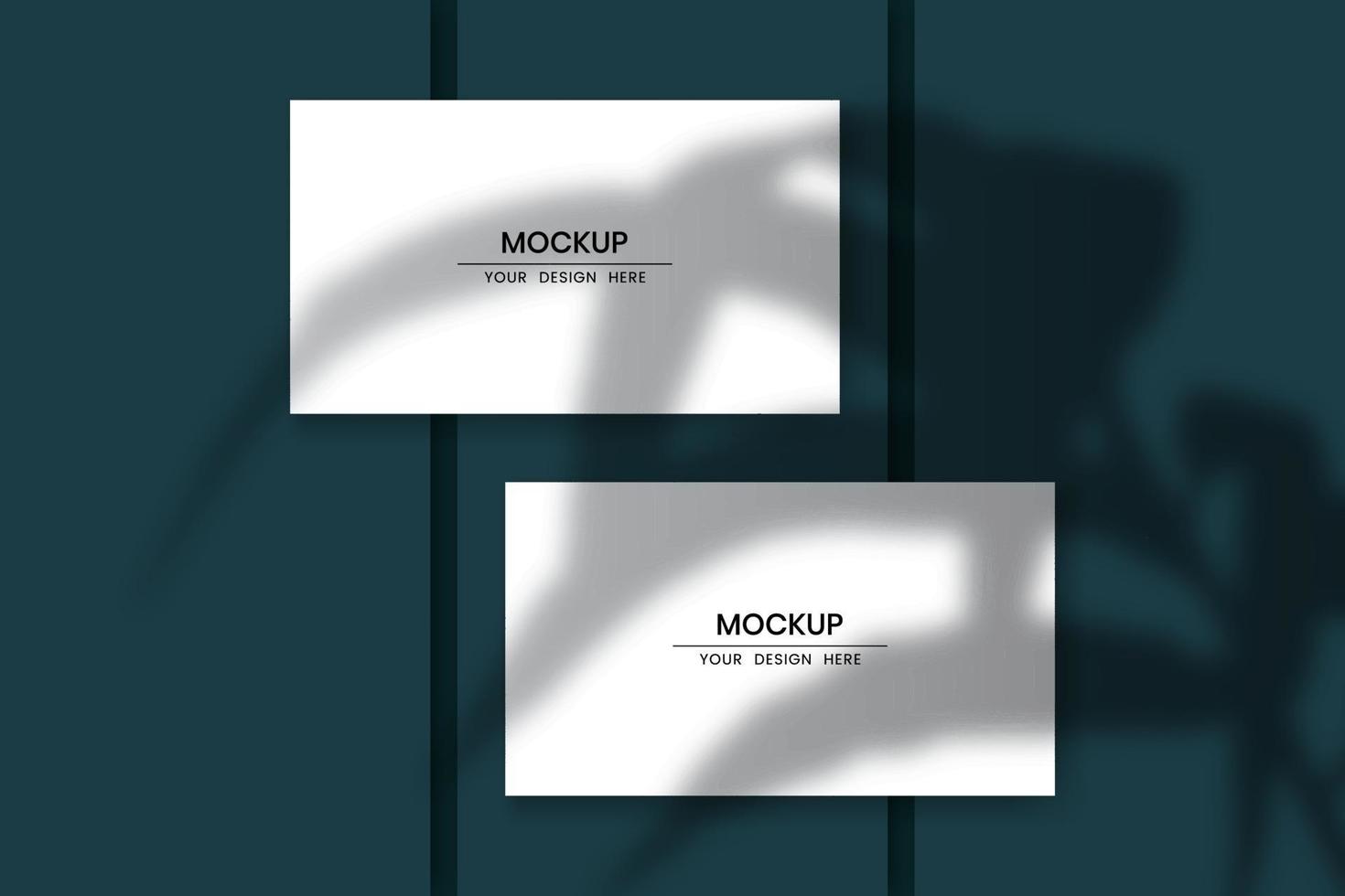 Blank horizontal cards mockup with shadow overlay effect vector