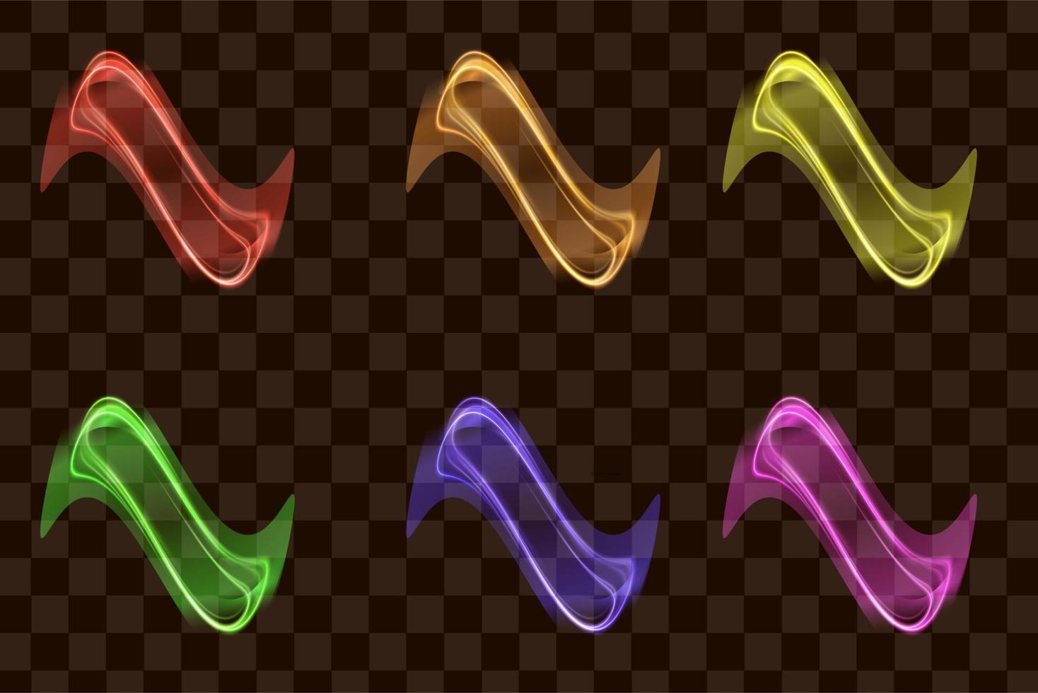 Light effect abstract isolated element set collection glow illuminated vector