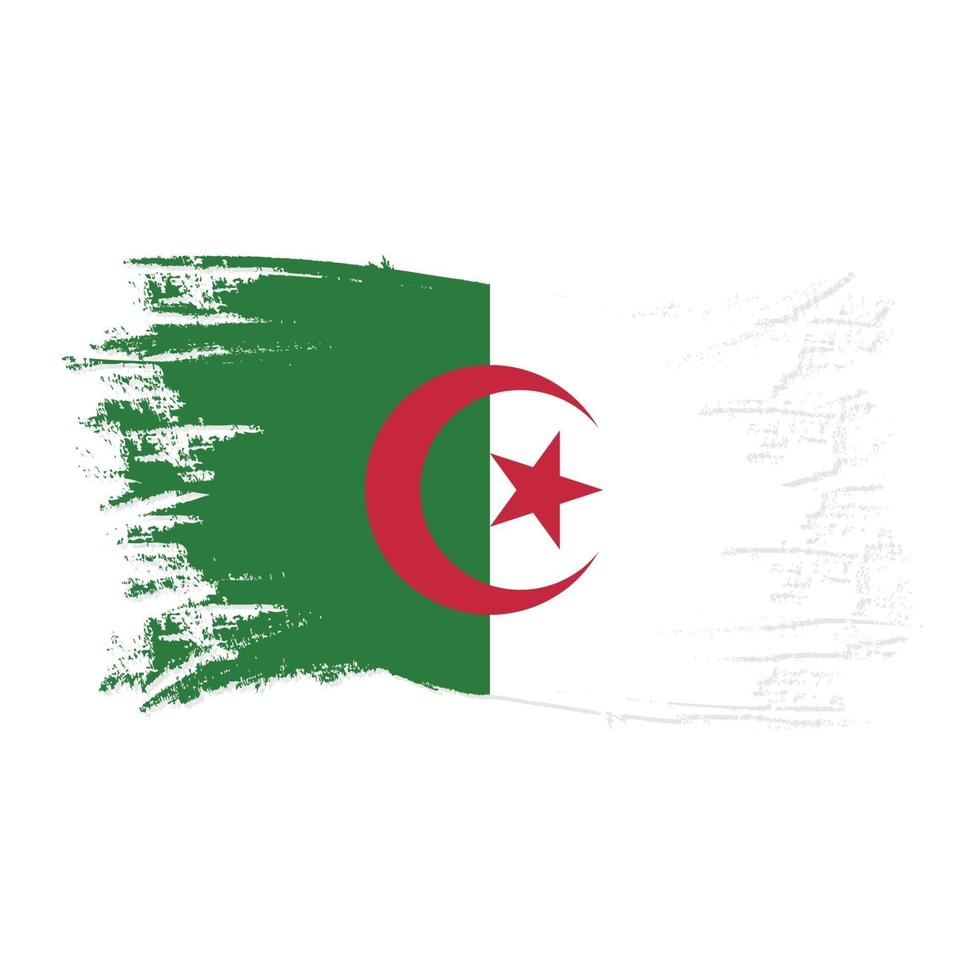 Algeria Flag With Watercolor Brush style design vector