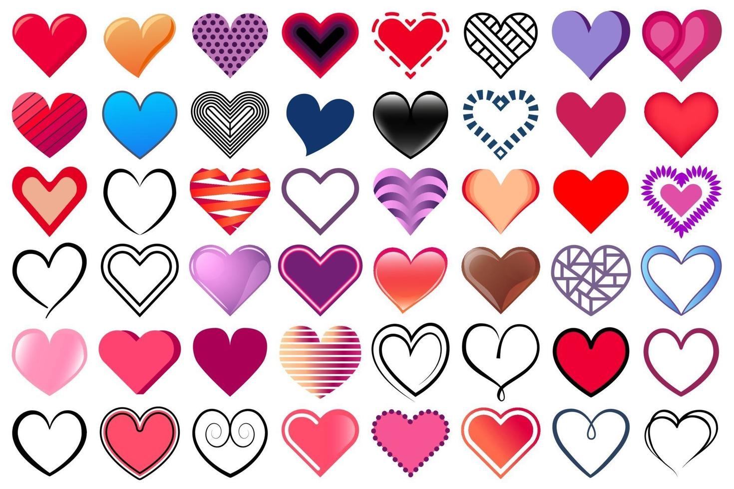 conjunto de símbolo de corazón decorativo. vector