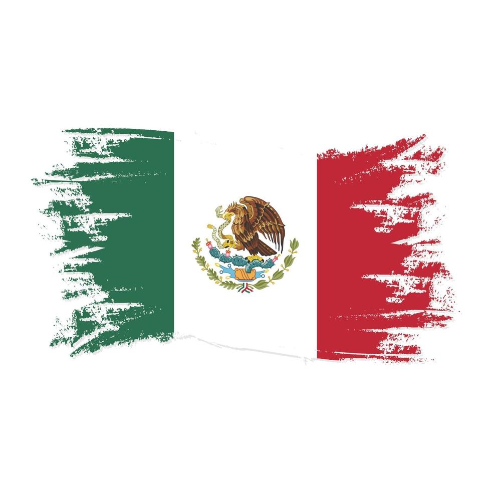 bandera de méxico con vector de diseño de estilo de pincel de acuarela